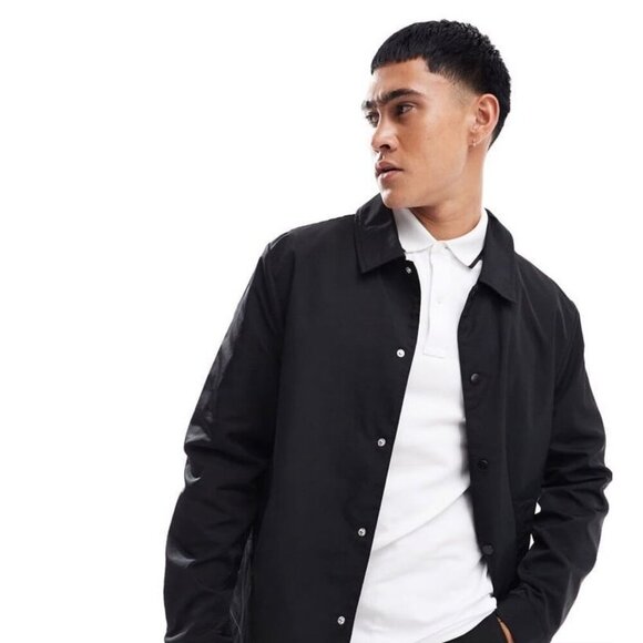 NWOT ASOS Design Lightweight Harrington Jacket Black Oversized Men’s Size Small - Picture 2 of 8